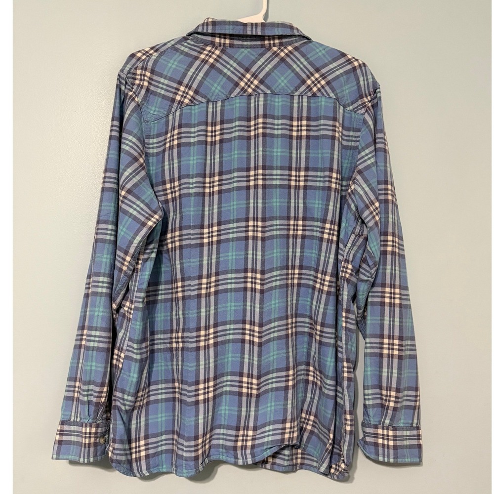 LL Bean Women's XL Blue Green Plaid Flannel Button Down Shirt Cotton - Picture 2 of 4